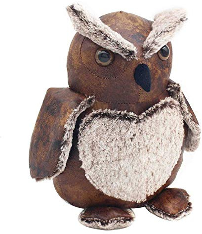 Faux Leather Owl Design Doorstop | Brown