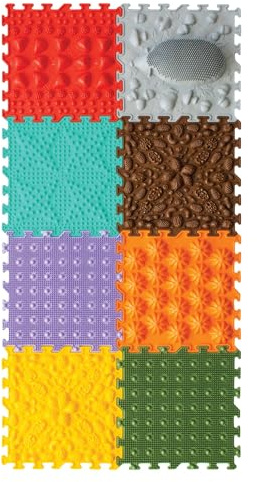 ORTO NATURE 8-teiliges Sensorik-Puzzle-Matten-Set – Orthopädische Massagematte für Kinder, Erwachsene & autistische Kinder, Sensorik-Spielzeug, Sinnesmatten, Strukturmatten (Igel Hier)