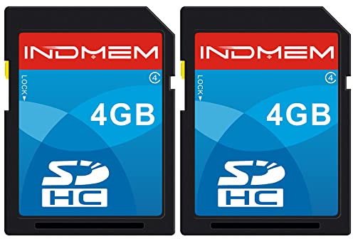 INDMEM Tarjeta SD 4 GB SDHC Class 4 Flash Memory Card 4 GB Camera Cards 2Packs