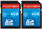 INDMEM Lot de 2 cartes mémoire SD SDHC Classe 4 Flash 4 Go