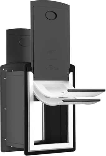 ClawJaw Cat Door for Exterior Wall, Metal Frame and Telescopic Tunnel Pet Door, Double-Sided Wind Deflector and Magnetic Flaps, Energy Efficient, Easy to Install, Black (Pets Up to 22 Lb)-Small