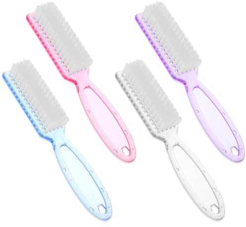 WLLHYF Lot de 4 brosses à ongles avec poignée pour nettoyer les ongles et les doigts - 4 couleurs - Outils de manucure pour ongles et orteils