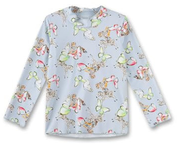 Sanetta Kinder UV Shirt Langarm blau Schmetterling | Praktisches und schützendes Badeshirt aus Polyamid für Mädchen. Bademode für Kinder