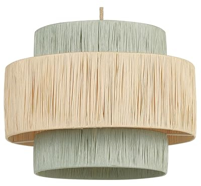 Beliani Hängelampe mit Papierschirm grün/natürlich Trommelform rund Boho Palbra