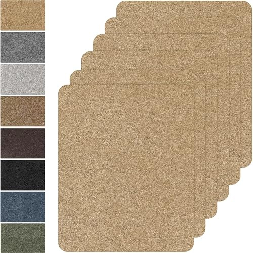 Flicken Selbstklebend Stoff,6 Stück 20x30cm Mikrofaser-Patches,Stoff Reparatur Patches Selbstklebend,Samt Reparaturflicken für Sofa, Autositze, Kleidung (Khaki)