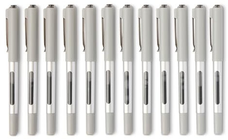 Amazon Basics Tintenroller mit flüssiger Tinte, feine Spitze, 0,7 mm, Schwarz, 12er-Pack