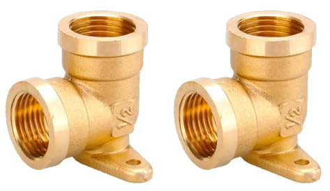 2 gomiti a 90 gradi, piastra a parete in ottone da 1/2 pollice, accessori per idraulica con piastra di base (modello A)