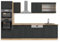 Vicco Küchenzeile R-Line, Anthrazit Landhaus/Goldkraft Eiche, 300 cm mit Hochschrank, AP Eiche