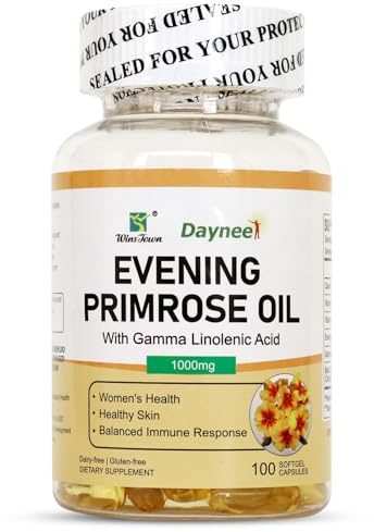 Wins Town Evening Primrose Oil Softgels 1000mg - Women's Health Supplement with GLA, Black Cohosh & Vitamin B6, Supports Hormonal Balance & Skin Health, 100 Softgels