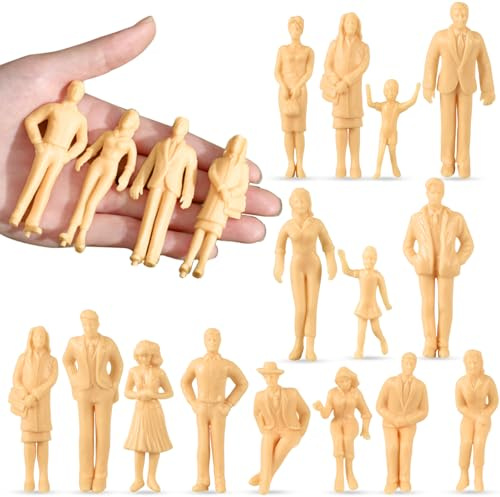 Namalu Figurine di Mini Persone Modello di Piccole Persone Dipinte in Plastica Architettonica in Scala 1:100 Persone Sedute e in Piedi Pose Assortite Modellini di Treni Scene in Miniatura(15)