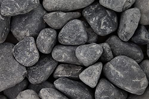 Gartenwelt Riegelsberger Nero Ebano Kies tiefschwarzer Zierkies Gartenkies Anthrazit Dunkelgrau Teichkies Deko Wegkies Wegsteine Gartenweg 25 kg Sack, Körnung 25-40 mm