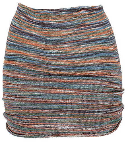 GURU SHOP Minirock, Boho Strickrock, Ethnorock - Rostorange/taubenblau, Damen, Baumwolle