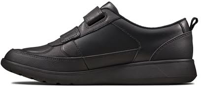 Clarks Boy's Scape Flare Low Top Sneakers, Black Black Leather Black Leather, 1 UK
