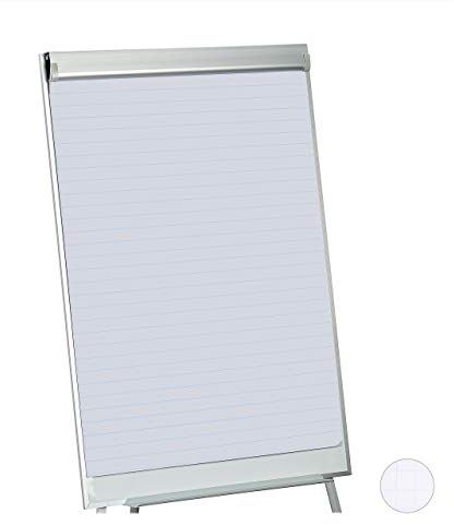 Relaxdays Flipchart Papier, liniertes Moderationspapier, Block à 50 Blatt, 60 g/m², 6-fache Lochung, 57,5 x 81 cm, weiß, 1 Stück, Liniert