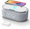 COLSUR Bluetooth Speaker with Radio, 15W Fast Wireless Charger, FM Radio, Bedside Night Light for Heavy Sleepers, Snooze, Dimmable LED Display, 2500mAh Battery USB Charging Port