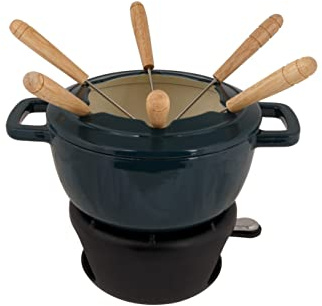 Cosy & Trendy Fondueservis i gjutjärn FonteSTIC 6 personer - Heron-D18 cm grön