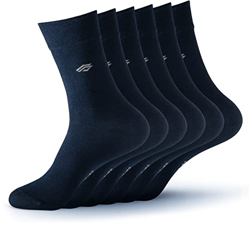 Geesy Calcetines de bambú para hombre y mujer, 6 pares, unisex, cintura cómoda, calcetines de negocios, calcetines de traje, Azul marino, 6 unidades, 39-42