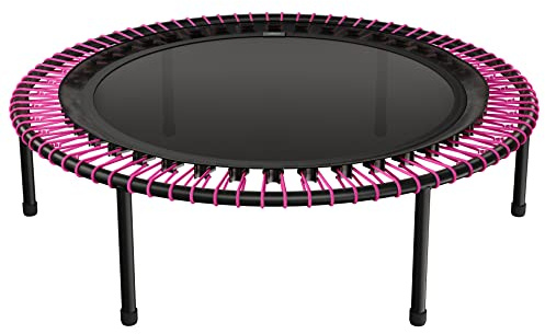 bellicon Trampolín de fitness de 44 pulgadas (rosa) con patas atornilladas y suspensión elástica de hasta 320 libras (extra fuerte)