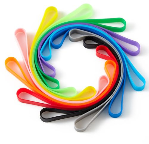 ZZJMCH 12 PCS Silicone Rubber Bands Planner Elastic Bands Elastic Rubber Wrapping Bands for Books, Crab Traps, Art, Cooking, Wrapping, Exercise, Bag Wraps (8 inch)