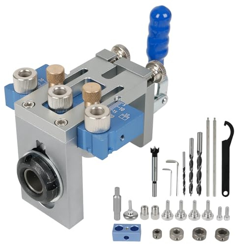 Pocket Hole Jig Set,CEIEVER Multifunktion Bohrer-Locator mit Positionierungsclip 4 in 1 Taschenloch Bohrschablone Schrägloch Bohrschablone Taschenloch Bohrhilfe für die Holzbearbeitung