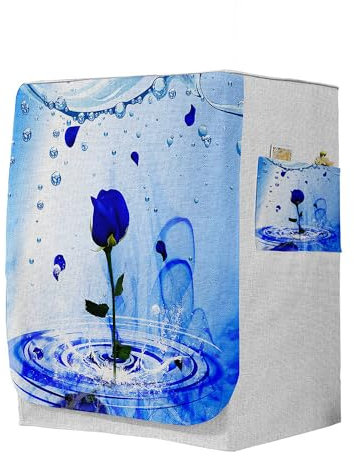 Odot Copri Lavatrice Esterni, Coprilavatrice da Esterno Antipolvere Anti Sunlight, Copertura per Lavatrice e Asciugatrice con Aperture Frontali (S-capacità 4~7,5 kg,Rosa Blu)