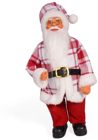Hrtyvhin Figura di Babbo Natale a scacchi multicolore 30,5 cm in piedi peluche Babbo Natale Figurine bambole decorazione scaffale libro vacanza