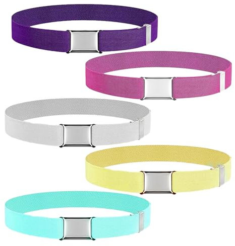 Laralily Kindergürtel 5er Set, Verstellbar, Elastisch, 5 Farben, Jungen & Mädchen, Umweltfreundlich, Sicherheitsschnalle, Unisex, 70cm, Mehrfarbig