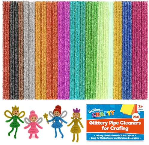 SOL 240pk Glitter Pipe Cleaners 15cm - Sparkly Flexible Craft Set