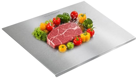 Planche à découper en titane pur avec rebord - 3 tailles - Ultra-durable - Antidérapante - Hygiénique - Convient pour la cuisine, le camping, le barbecue - Taille M