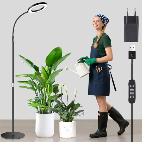 Ainiv Lampe pour Plantes 80 LED, Lampe de Croissance pour Plantes d'Intérieur Spectre Complet, avec Minuterie 6/12/16 h, Hauteur Réglable de 90 à 166cm, pour Tous Types de Plantes