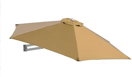 TRGCJGH Sombrilla de Balcón a Pared, con 8 Varillas Resistentes, inclinables y parasoles para jardín, Cubierta, Patio Trasero y Piscina(2.2m(7.2ft),Khaki)