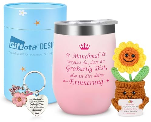 Giftota Geschenke für Frauen, 330ml Isolierbecher Geschenkset, Personalisierte Aufmunterungsgeschenk Geschenk für Freundin, Lustige Geschenke für Frau beste Freundin, Mama, Schwester, Kollegin