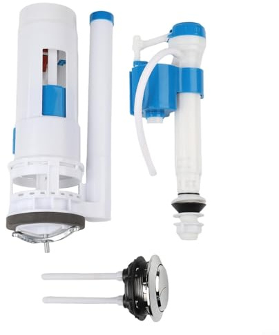 Kit de reparación de inodoro de ahorro de agua, válvula de doble descarga con kit de botón, con volumen de drenaje ajustable y funcionamiento silencioso, para cisterna de inodoro