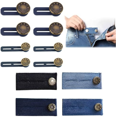 FUHAMJ 12 Pezzi Bottoni Regolabili Per Allungare La Vita Dei Jeans,Di Bottoni Per Allungare La Cintura Dei Pantaloni,Bottone Allarga Pantaloni Per Stringi Pantaloni Vita(A)