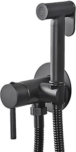 1 handhållen bidé-sprutsats for toalettväggmonterad mässing | Varm- och kallvattenspruta for personlig hygienrengöring med anti-burst slang(Black)
