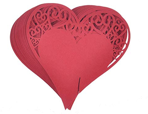 JZK 50 Perlato Rosso Cuore segnaposto segnatavolo segnabicchiere bomboniera per Matrimonio Compleanno Natale Laurea Nascita Battesimo Comunione