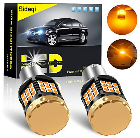 Sidaqi 2x Bright Canbus Error Free 1156 BAU15S PY21W Lampadina LED 1850LM 3030 45SMD Indicatori di direzione 12V Senza flash Indicatori di direzione anteriori e posteriori per auto, ambra
