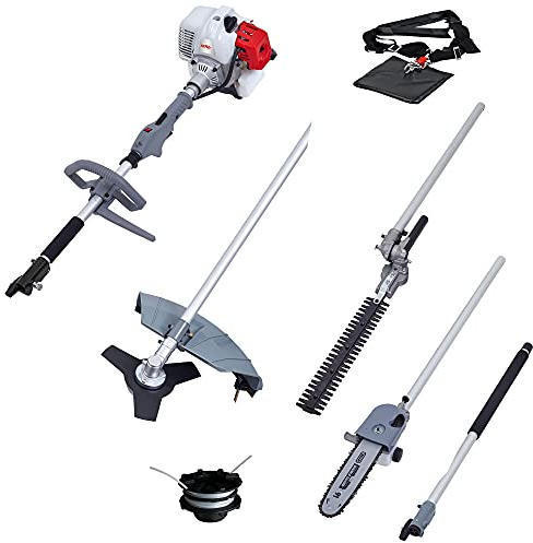 IKRA Benzin Multitool Gartenpflege Set IBKH 4in1: Rasentrimmer Freischneider Heckenschere Entaster, inkl. Verlängerung