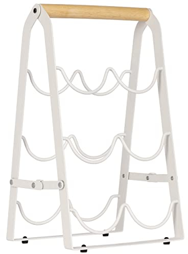 ONVAYA® Weinregal aus Metall | Weiß | Weinständer schmal | Flaschenregal stehend & klappbar | Weinflaschenhalter für 6 Flaschen | Weinhalter für Wohnzimmer & Küche