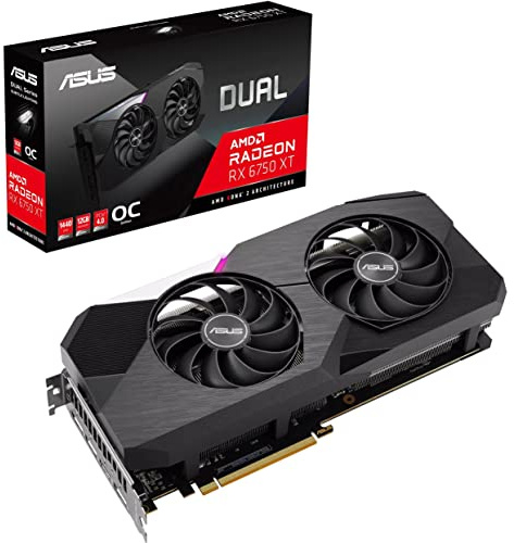 ASUS Dual AMD Radeon RX 6750 XT OC Edition 12GB GDDR6 Gaming Graphics Card (AMD RDNA 2, HDMI 2.1, DisplayPort 1.4a, Axial-tech Fan Design, 0dB Technology, Overclocked) (DUAL-RX6750XT-O12G)