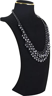 GemeShou Black necklace display stands for selling, Velvet necklace storage organizer, Necklace mannequin jewelry bust holder for boutique store【Black-Large height 13 inch】