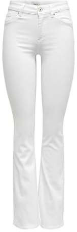 ONLY ONLBLUSH Mid Flared DNM REA0730 Noos, Jeans Femme, White,
