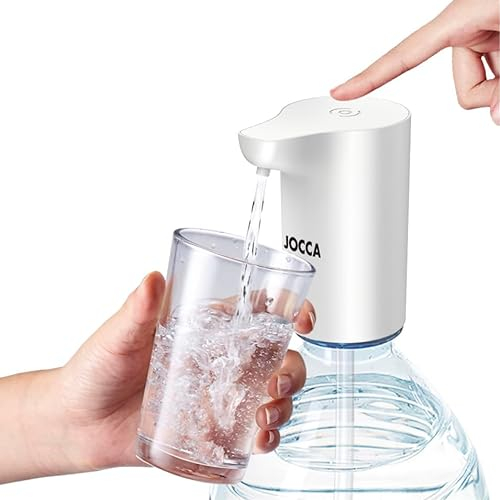 JOCCA - Dispensador de Agua para garrafas/Recargable/Bomba de Agua/Distribuidor de Agua/Automático/Garrafas, Botellas/Carga USB/Duracion de mas de 35 días, 6 garrafas/Ligero