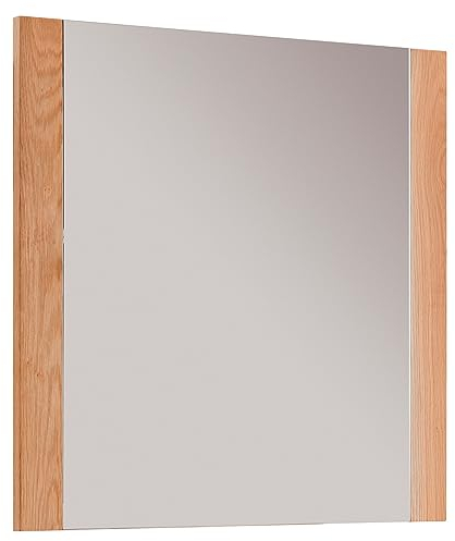 Lomadox Flurspiegel Garderobenspiegel Eingangsbereich Eiche massiv geölt, B/H/T: ca. 80/80/3 cm