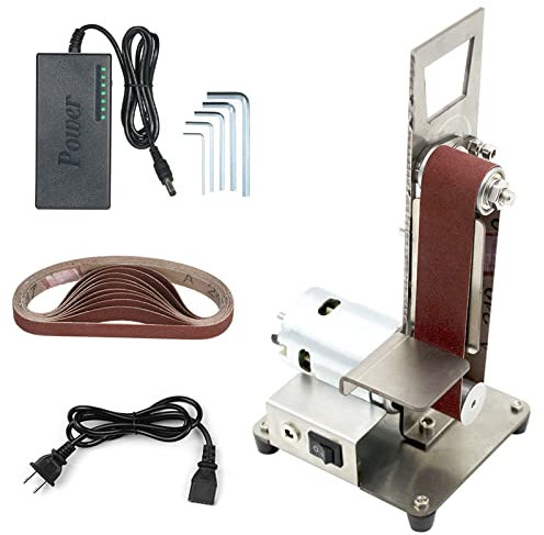 Mini levigatrice elettrica a Nastro, levigatrice per lucidatura Fai da Te, Mini levigatrice da banco, affilatrice per coltelli Apex, levigatrice a Nastro per Lavorazione del Legno Metallico 300 W 10