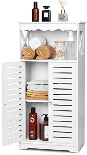 aimu Badezimmerschrank, weißer freistehender Bodenschrank, wasserdichte Aufbewahrungsmöbel für Schlafzimmer, Küche, Flur, Schrank mit täglichem Gebrauchsschicht, 75x24x34cm