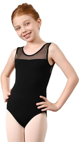 ZYXWVU Träningsoverall för flickor, klassisk dansbody för flickor, Svart, 4-5 anni (43in-47in)