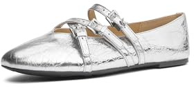 Michael Kors Women's Indy Flex Ballet Flat, Silver, 9.5