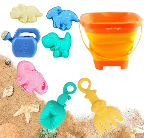 ChaneeHann 8 Pièces Jouet de Plage, Jouet de Plage Enfant, Jeux Sable avec Seau Plage, Roue À Eau, Moules à Sable,Seau Pelle Rateau Jeux de Plage pour Enfants, Idéal pour Enfants de 2, 3, 4 Ans
