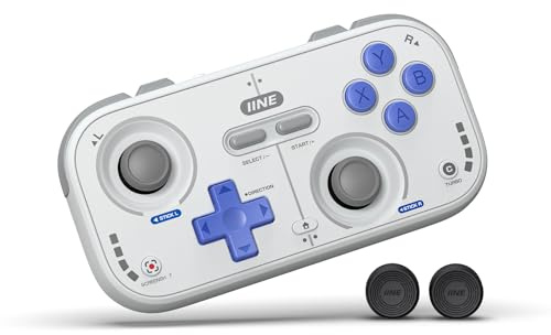 IINE Retro Pocket,Controller di Gioco Wireless Compatto con Joystick Hall Effect, Pulsanti Personalizzabili, Frequenza di Polling 1000Hz, Compatibile con PC/Smartphone/Tablet/Console (Grigio)